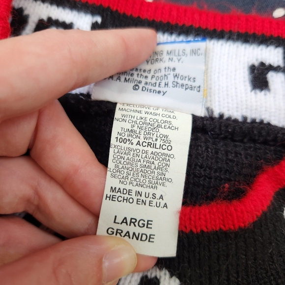 Disney Vintage Winnie The Pooh Mockneck Sweater Pooh Tigger Size Large - Picture 4 of 6